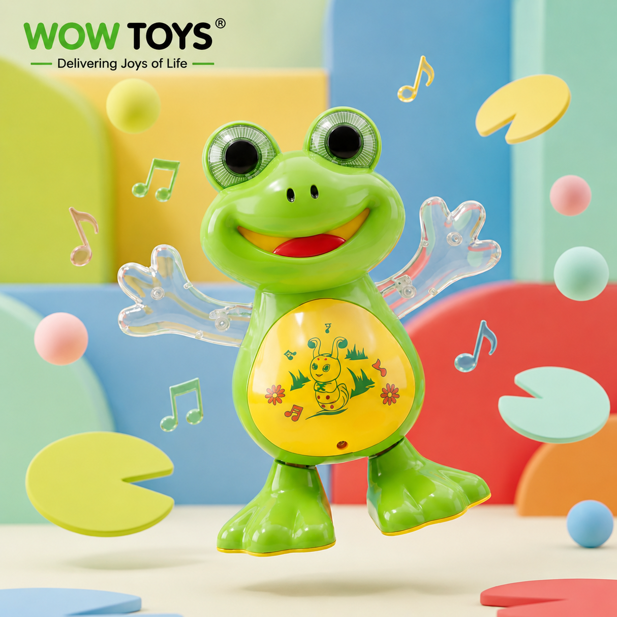 WOW TOYS® Musical Dancing Frog Toy with Flashing LED Lights for Kids- 3 Years+