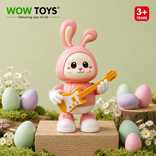 WOW TOYS® Musical Bunny Toy with Light & Sound, Walking Rabbit Guitar Toy for Kids 3+ Years