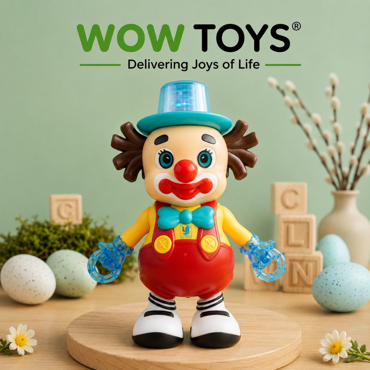 WOW TOYS® Musical Dancing Clown Toy with Flashing LED Lights, Bump and Go Action for Kids 3+ Years