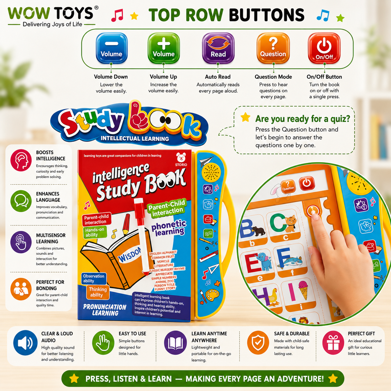 WOW TOYS® Interactive Educational Phonics E-Book with Sound & Learning Activities