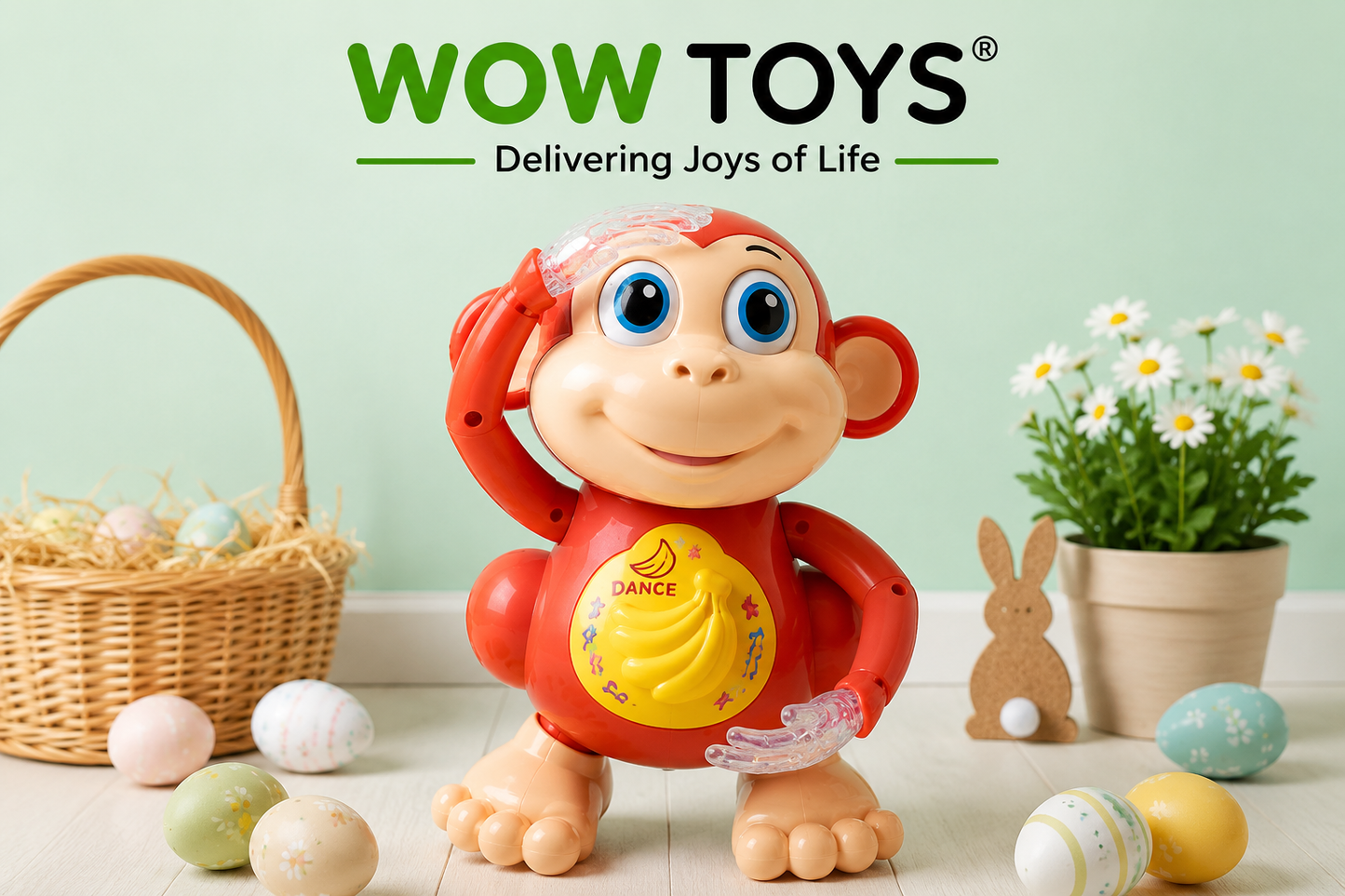 WOW TOYS® Dancing Monkey Musical Toy with 3D LED Lights, Music & Dancing Action for Kids 3+ Years