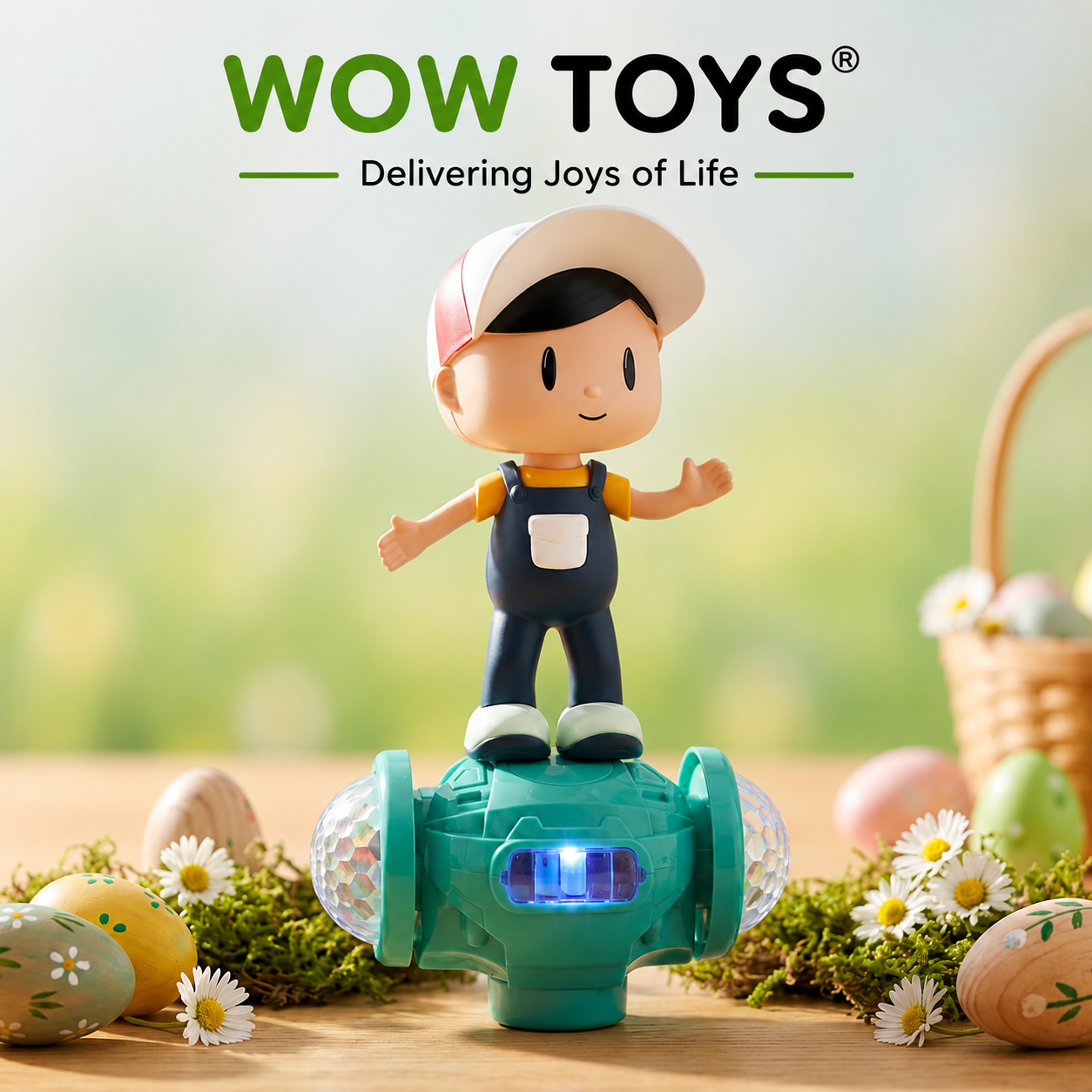 WOW TOYS® Dancing Boy Toy with 5D Flashing LED Lights, Music & 360° Bump and Go Action