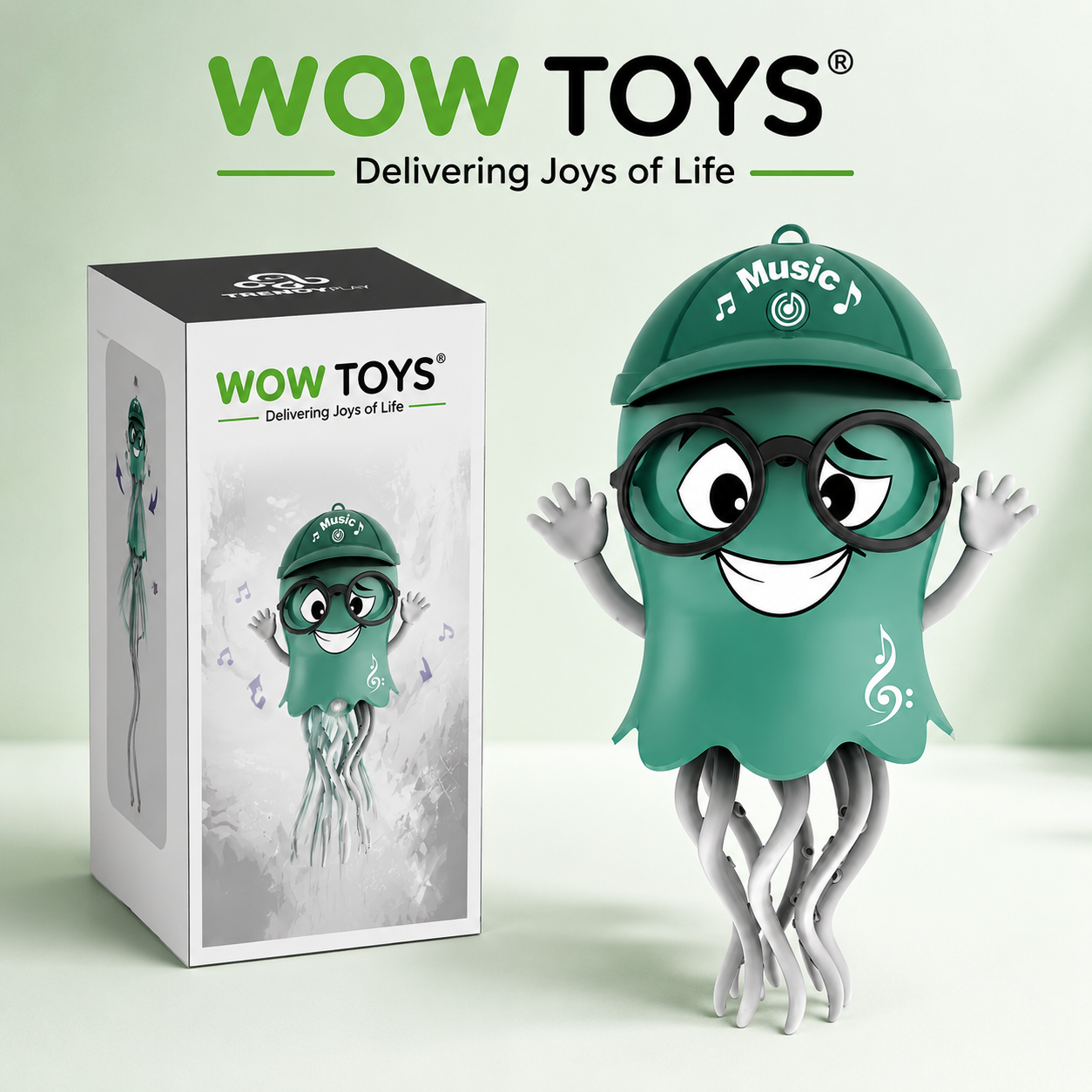 WOW TOYS® Musical Dancing Jellyfish Toy with Realistic Smoke Spray, Flashing LED Lights for Kids- 3 Years+