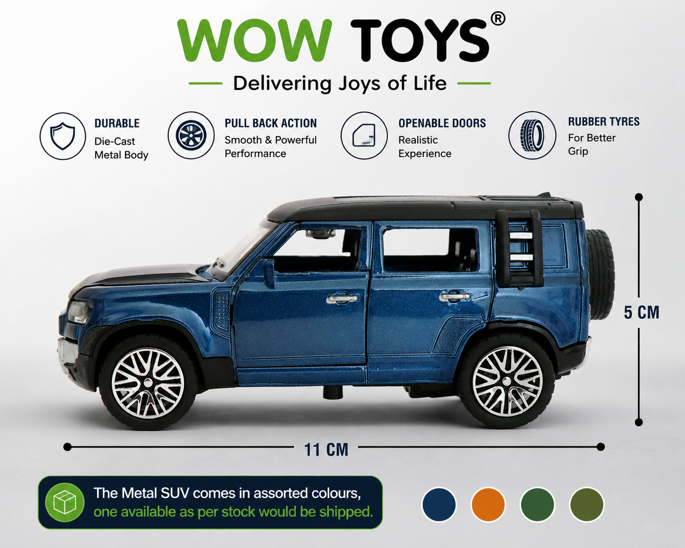 WOW TOYS® Mini Size off road SUV Die-Cast metal Toy Car with openable doors