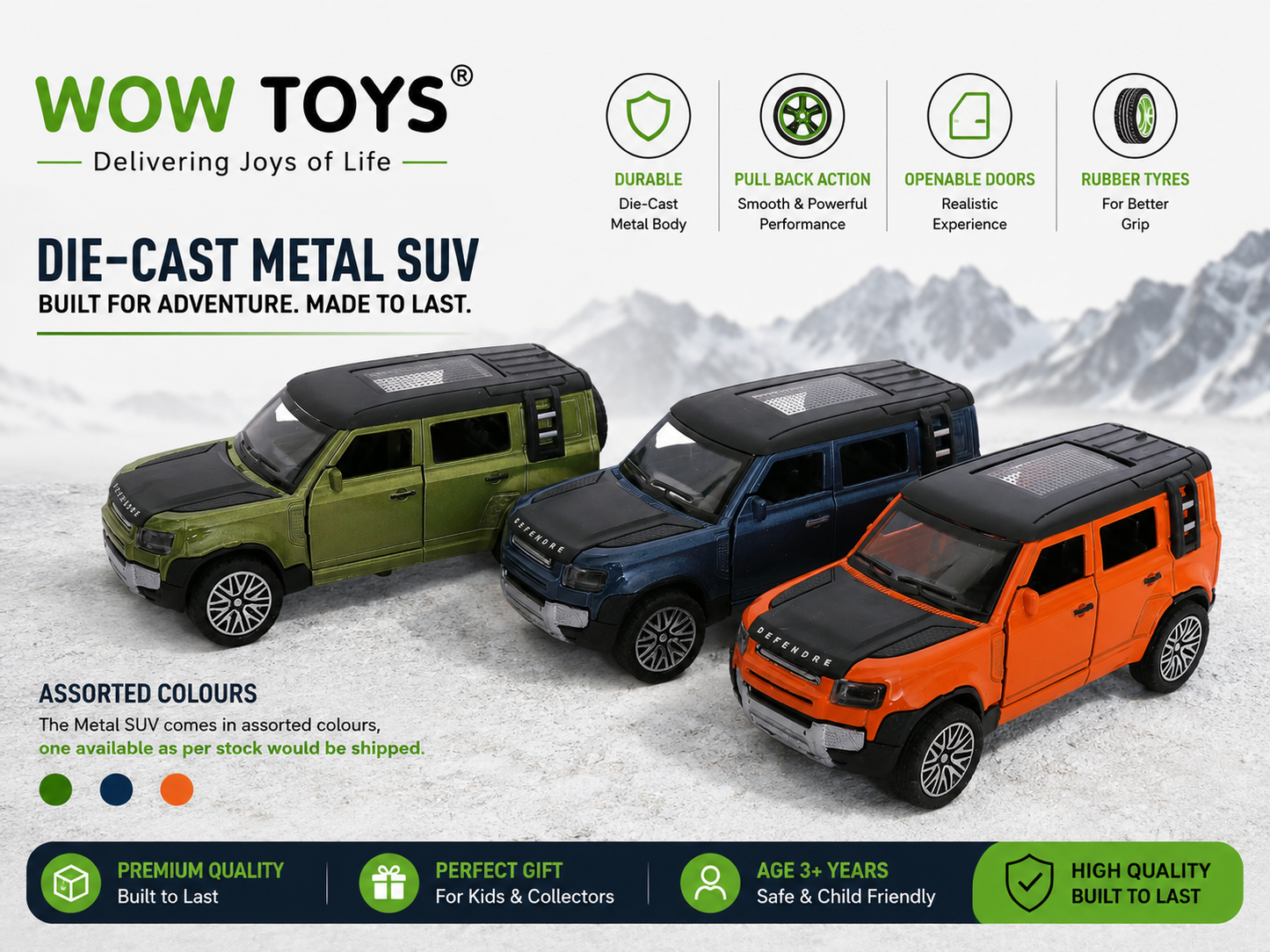 WOW TOYS® Mini Size off road SUV Die-Cast metal Toy Car with openable doors