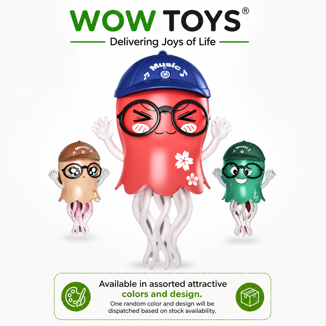 WOW TOYS® Musical Dancing Jellyfish Toy with Realistic Smoke Spray, Flashing LED Lights for Kids- 3 Years+