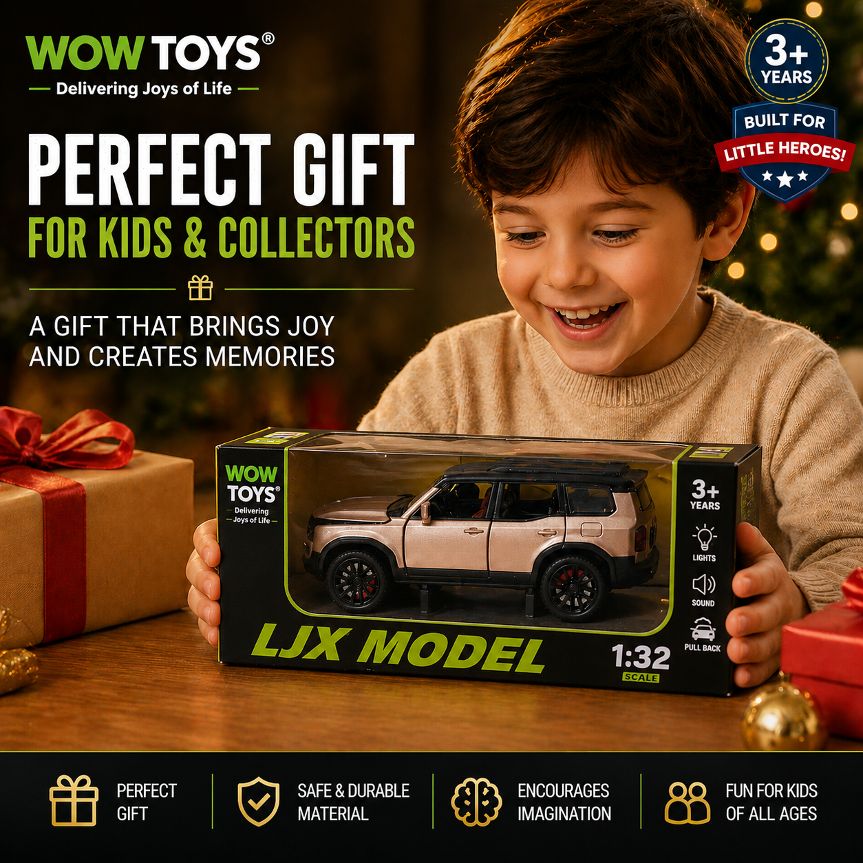 WOW TOYS® Die-Cast metal SUV Toy Car with Lights, sound & opening Doors, 1:32 Scale for Kids- 3years+