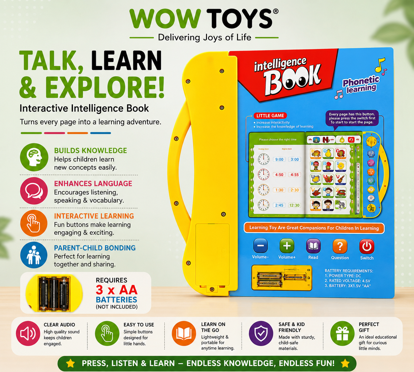 WOW TOYS® Interactive Educational Phonics E-Book with Sound & Learning Activities