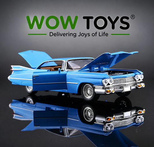 WOW TOYS® 1:32 Classic Vintage Die-Cast Car with Lights & Sound Metal Pull Back Toy Car Openable Doors Hood & Trunk