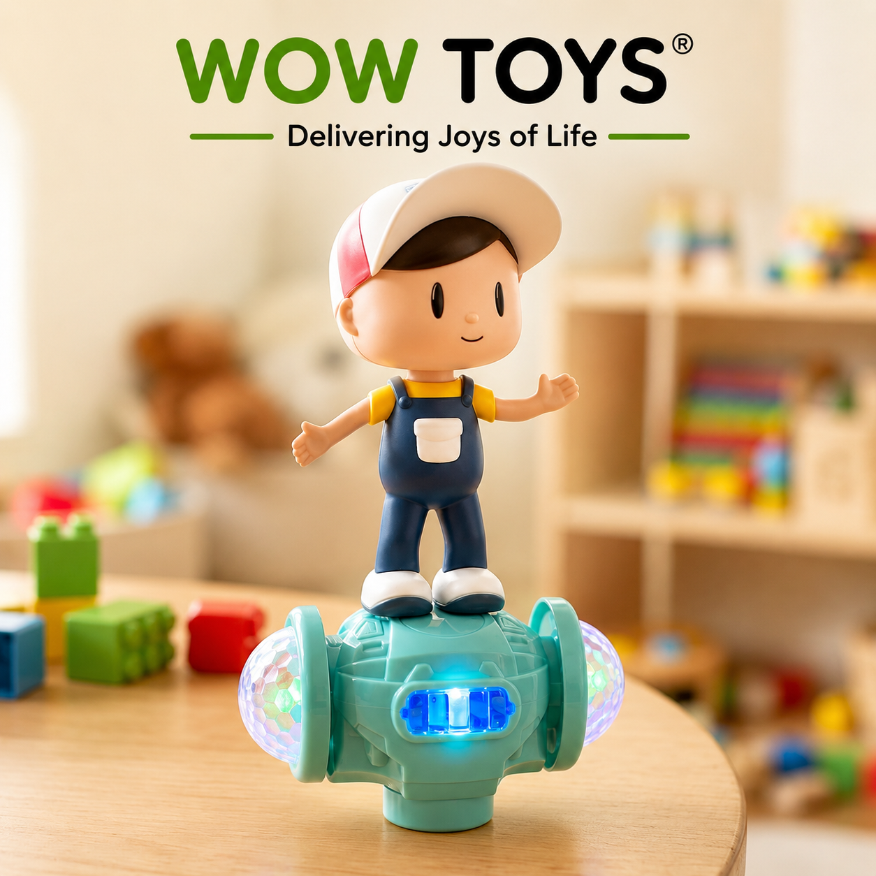 WOW TOYS® Dancing Boy Toy with 5D Flashing LED Lights, Music & 360° Bump and Go Action