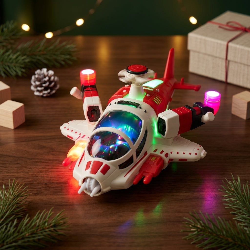 WOW TOYS® Musical Helicopter Toy with Rotating Blades, LED Lights & 360° Universal Driving for Kids 3+ Years