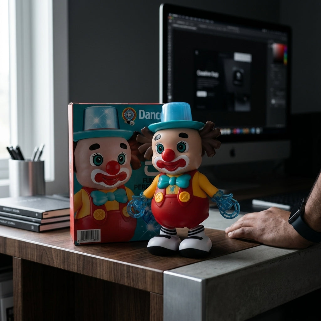 WOW TOYS® Musical Dancing Clown Toy with Flashing LED Lights, Bump and Go Action for Kids 3+ Years