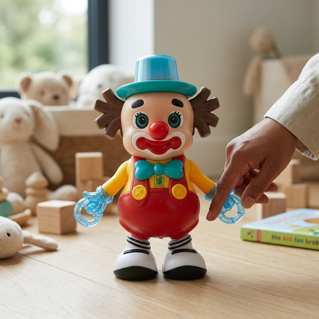 WOW TOYS® Musical Dancing Clown Toy with Flashing LED Lights, Bump and Go Action for Kids 3+ Years